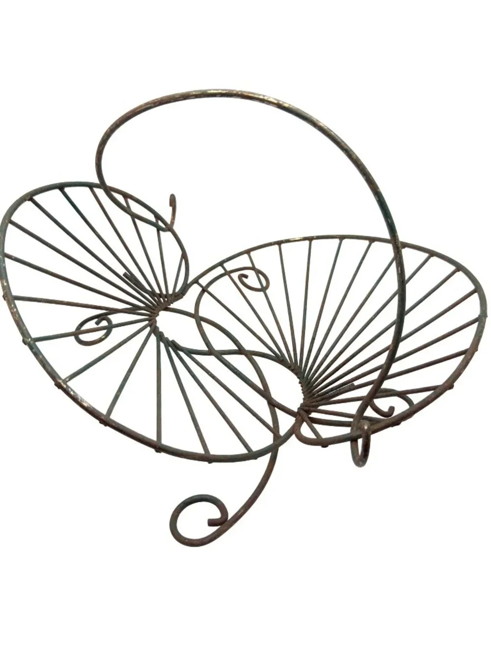 Mid Century Modern Brass Butterfly Wire Rack Curved Vintage Design Fruit Decor